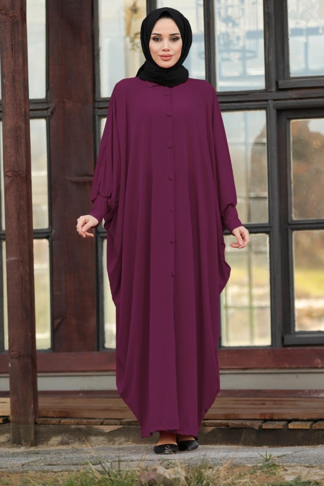 Plum Color Hijab Turkish Abaya 1723MU - 1