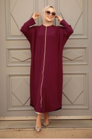 Plum Color Hijab Turkish Abaya 1772MU - Thumbnail