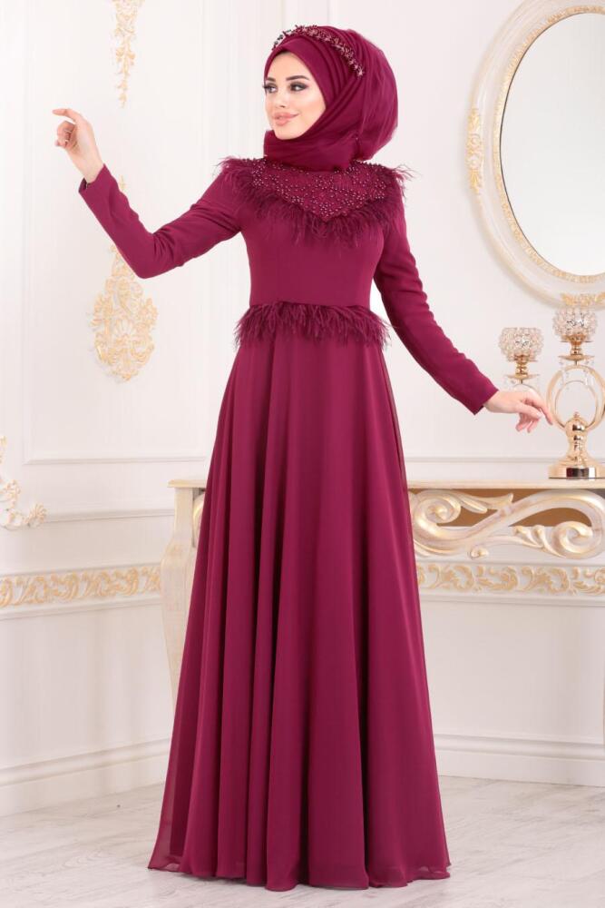 Neva Style - Stylish Plum Color Modest Bridesmaid Dress 20950MU - 1