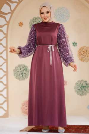 Plum Color Modest Gown 61671MU - 1
