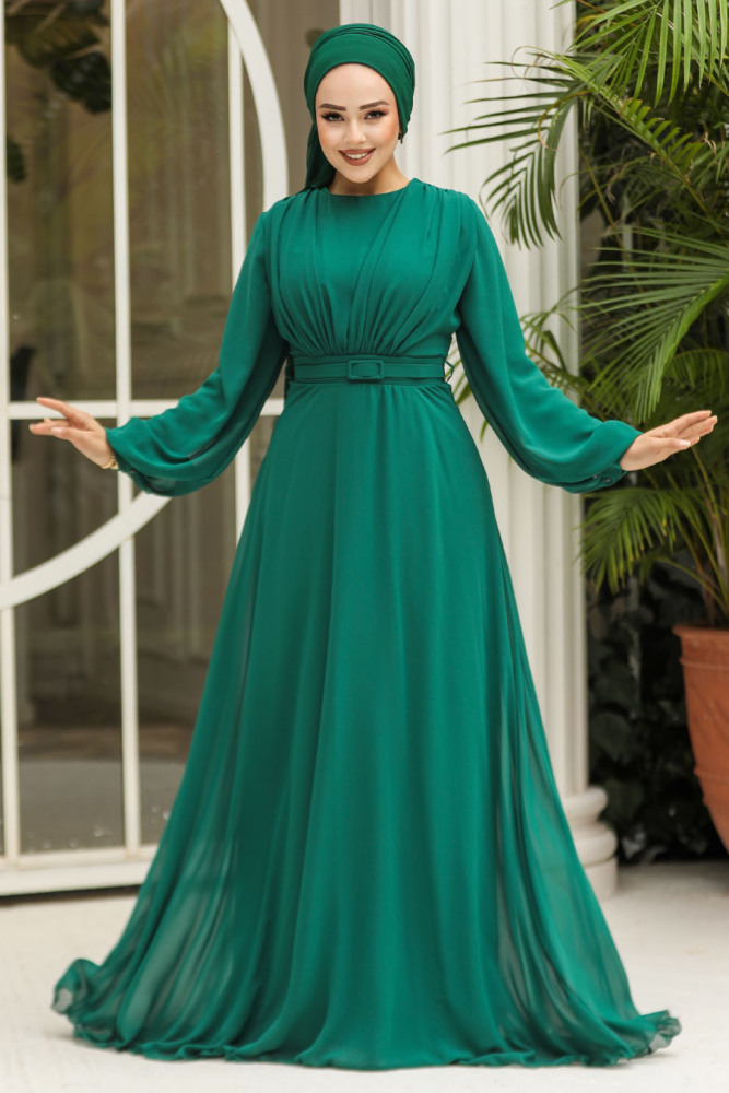 Plus Size Light Blue Islamic Clothing Evening Dress 5422AY - 1