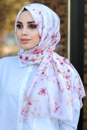 Pomegranate Flower Color Hijab Shawl 7561NC - 1