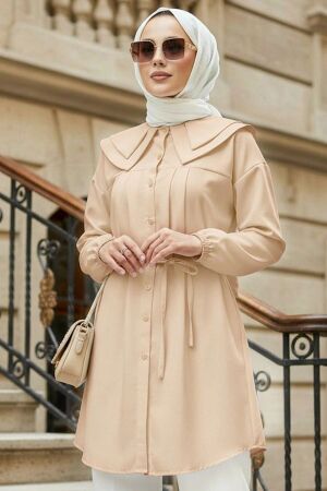 Poplin Beige Modest Tunic 20228BEJ 