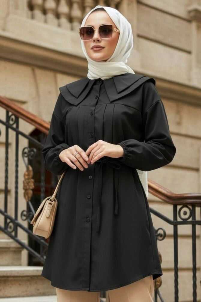 Poplin Black Modest Tunic 20228S - 1