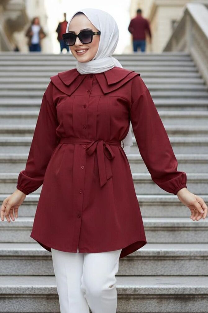 Poplin Burgundy Modest Tunic 20228BR - 1