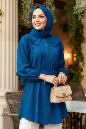 Poplin Petrol Green Modest Tunic 20228PY 