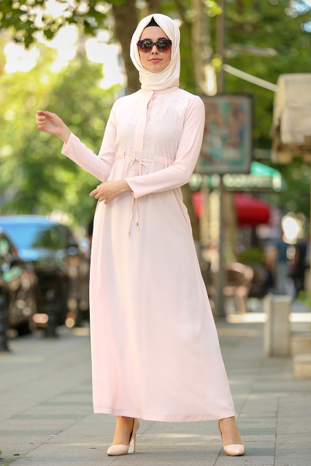 Powder Pink Hijab Dress 2196PD