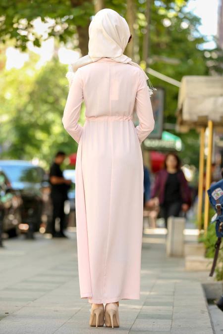 Powder Pink Hijab Dress 2196PD - 2