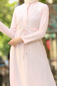 Powder Pink Hijab Dress 2196PD - Thumbnail