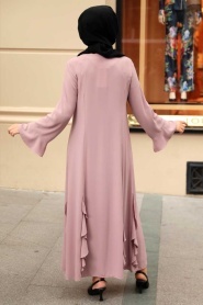 Powder Pink Hijab Abaya 1535PD - Thumbnail