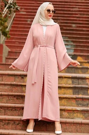 Powder Pink Hijab Abaya 41021PD - Thumbnail