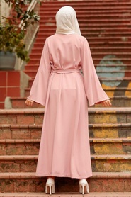 Powder Pink Hijab Abaya 41021PD - Thumbnail