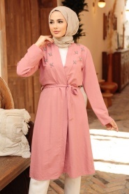 Powder Pink Hijab Coat 10860PD - Thumbnail