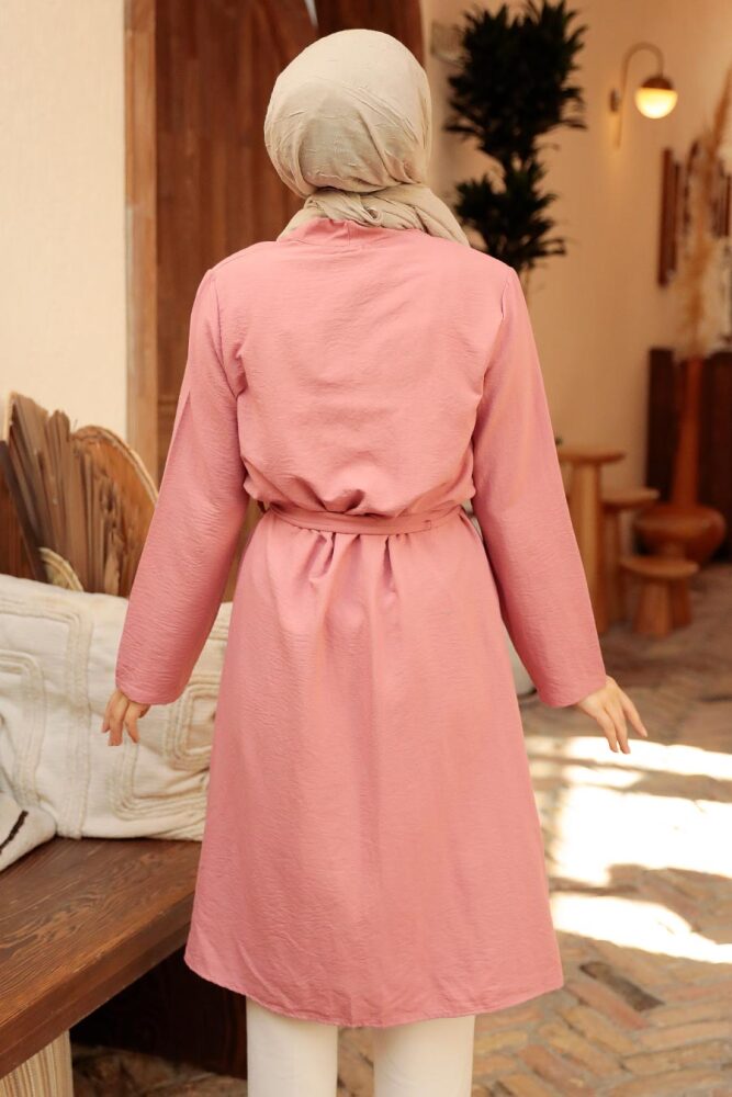 Powder Pink Hijab Coat 10860PD - 3