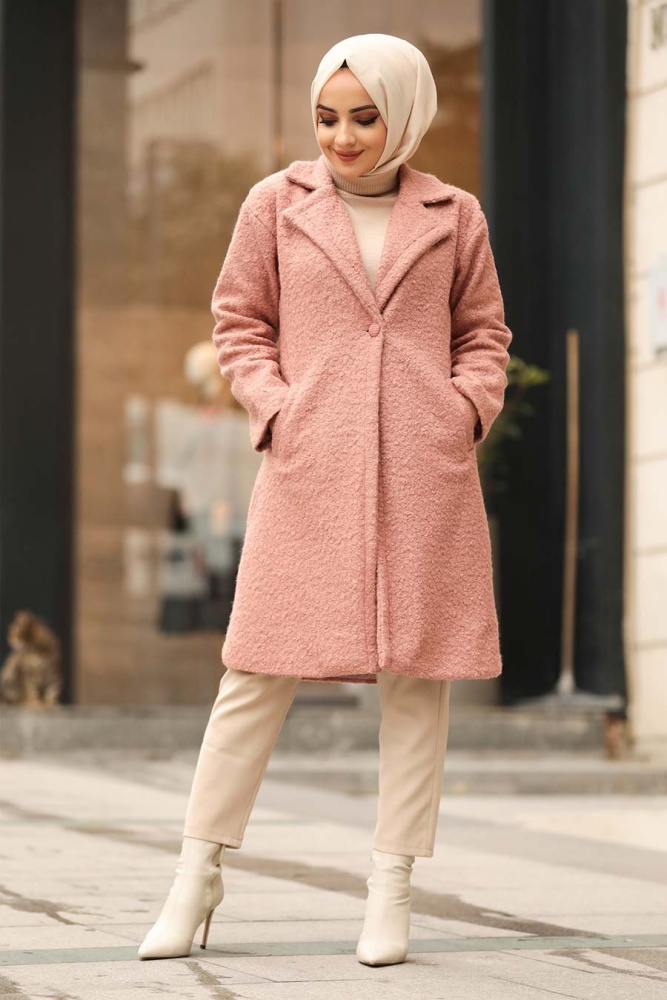 Powder Pink Hijab Coat 22440PD - 1