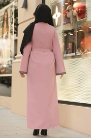 Powder Pink Hijab Coat 39080PD - Thumbnail