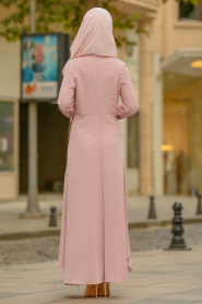 Powder Pink Hijab Dress 100386PD - Thumbnail