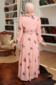 Powder Pink Hijab Dress 12041PD - Thumbnail