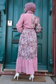 Powder Pink Hijab Dress 12328PD - Thumbnail