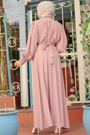Powder Pink Hijab Dress 2247PD - 2