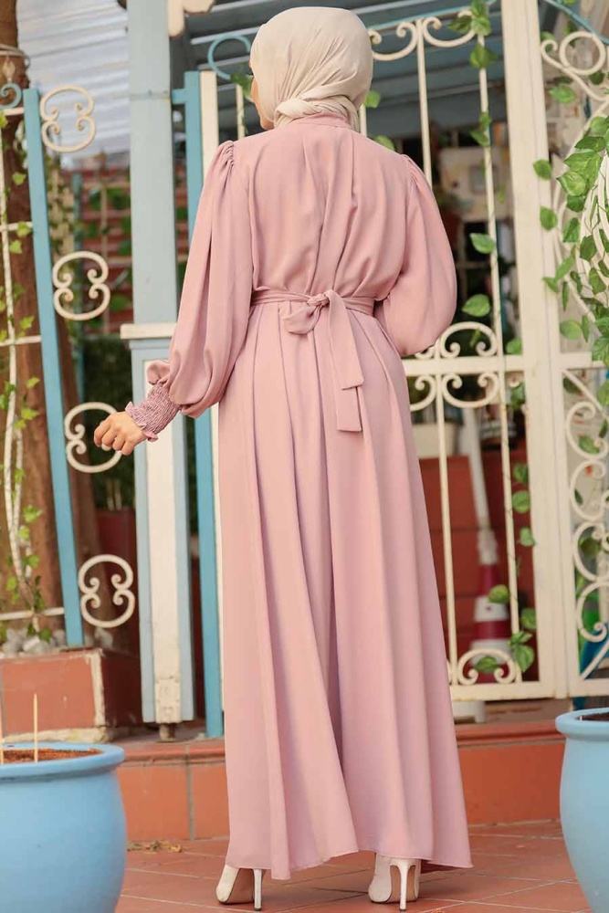Powder Pink Hijab Dress 2247PD - 2