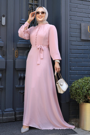 Powder Pink Hijab Dress 2703PD 