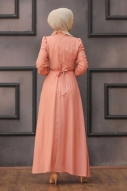 Powder Pink Hijab Dress 2734PD - Thumbnail