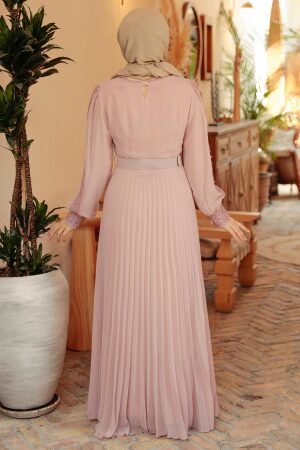 Powder Pink Hijab Dress 30060PD - 2