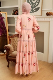 Powder Pink Hijab Dress 32812PD - Thumbnail