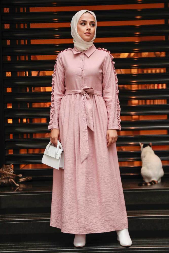 Powder Pink Hijab Dress 3434PD - 2