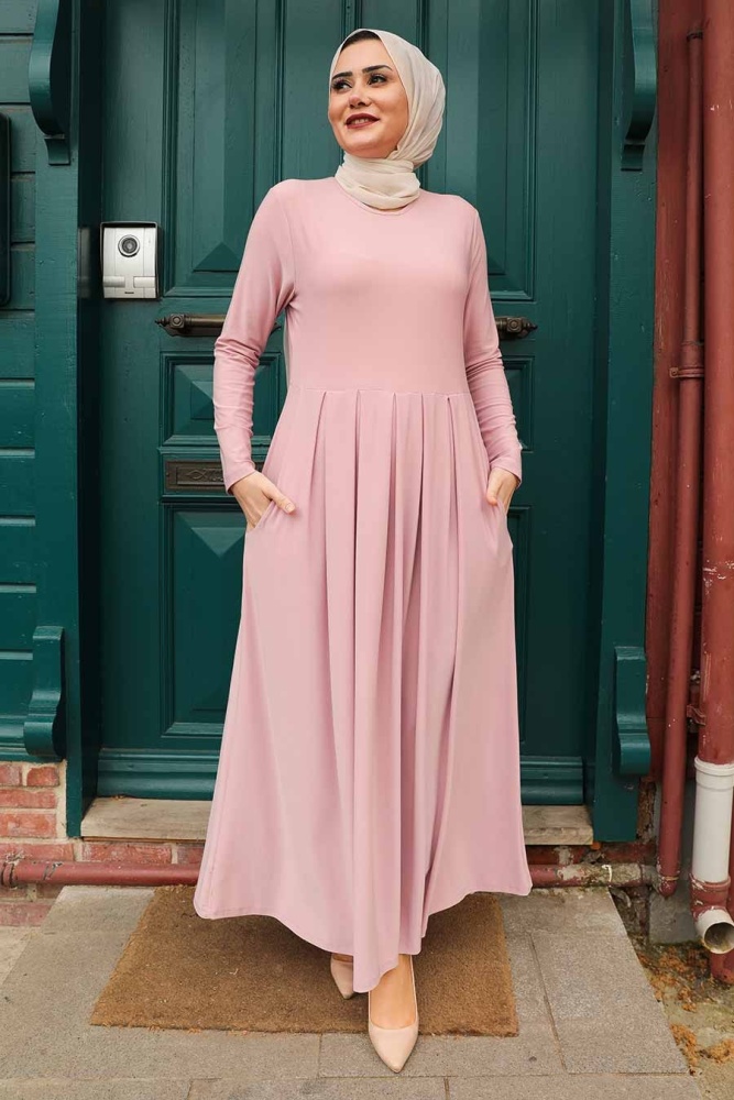 Powder Pink Hijab Dress 4550PD - 1