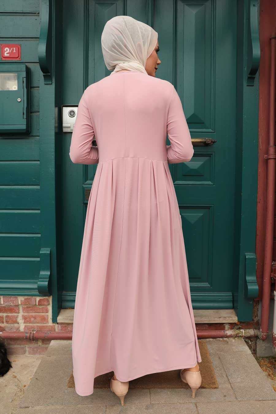 Powder Pink Hijab Dress 4550PD