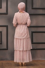 Powder Pink Hijab Dress 53471PD - Thumbnail