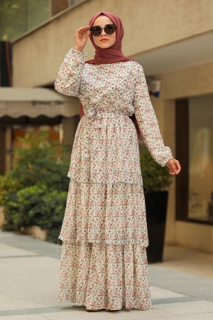 Powder Pink Hijab Dress 53472PD - 1