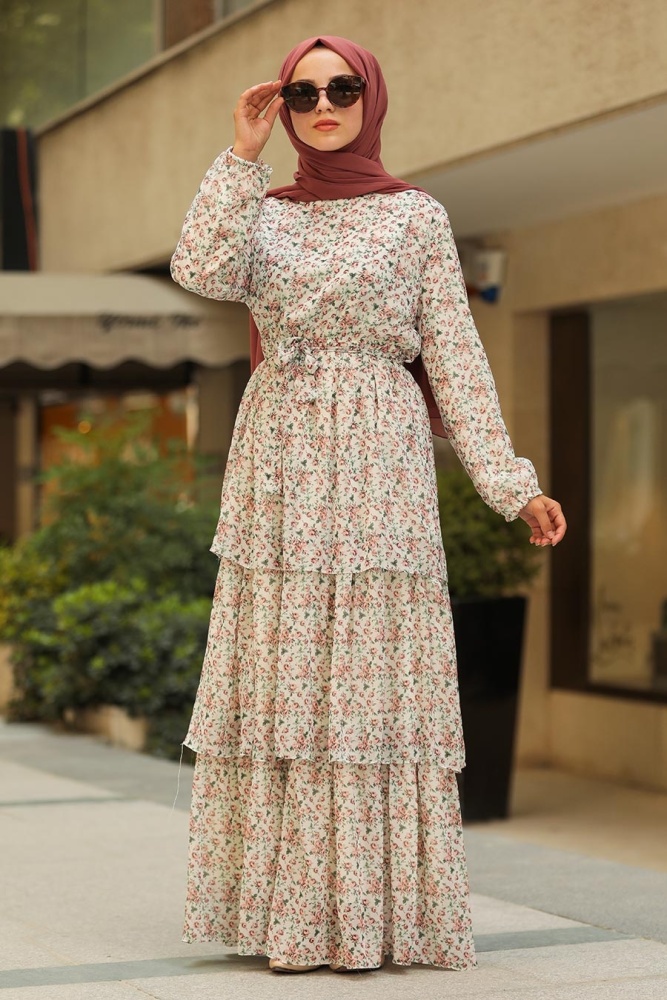 Powder Pink Hijab Dress 53472PD - 1