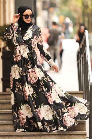 Powder Pink Hijab Dress 53490PD - 1