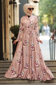 Powder Pink Hijab Dress 53495PD - Thumbnail