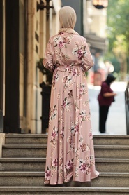 Powder Pink Hijab Dress 53495PD - Thumbnail