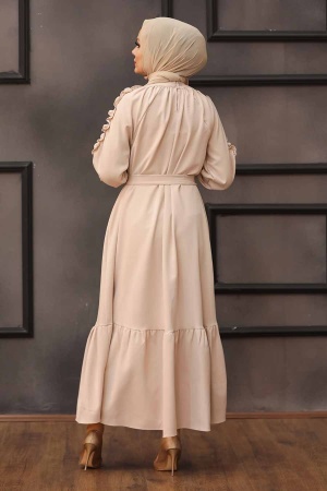 Powder Pink Hijab Dress 6325PD - 4