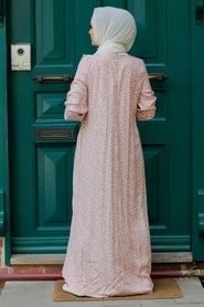Powder Pink Hijab Dress 7660PD - Thumbnail