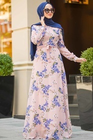 Powder Pink Hijab Dress 815239PD - Thumbnail
