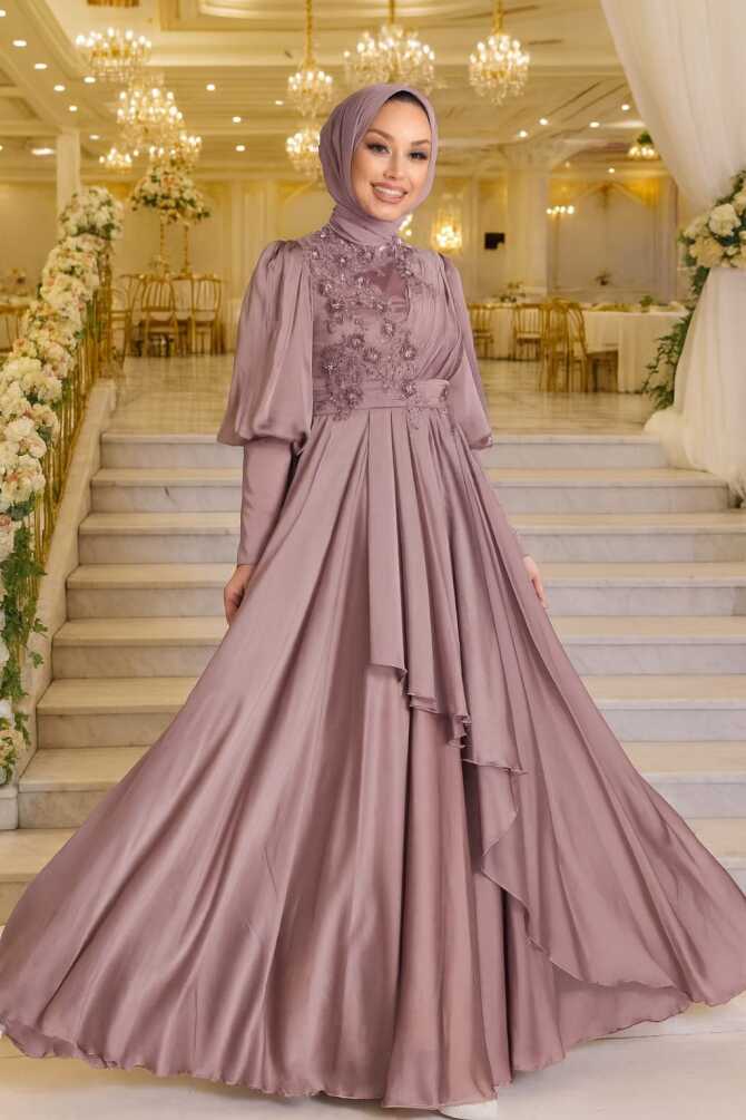 Neva Style - Modern Powder Pink Islamic Bridesmaid Dress 21930PD - 1