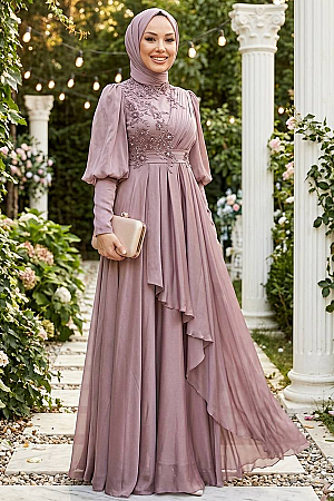 Neva Style - Modern Powder Pink Islamic Bridesmaid Dress 21930PD