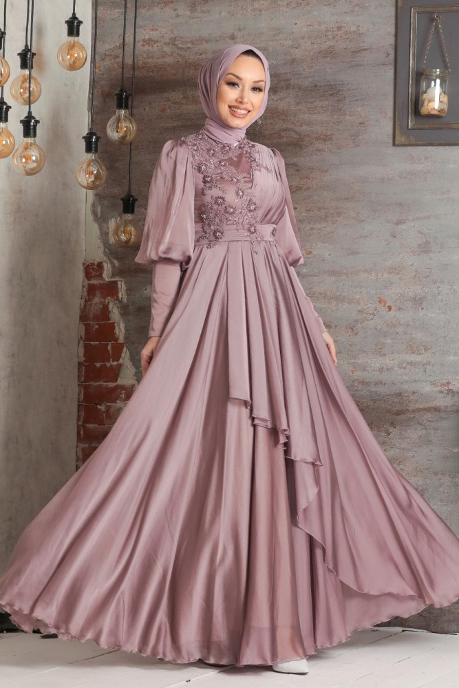 Neva Style - Modern Powder Pink Islamic Bridesmaid Dress 21930PD - 1