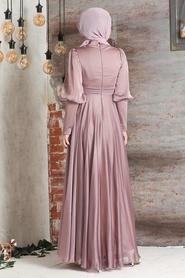 Neva Style - Modern Powder Pink Islamic Bridesmaid Dress 21930PD - Thumbnail