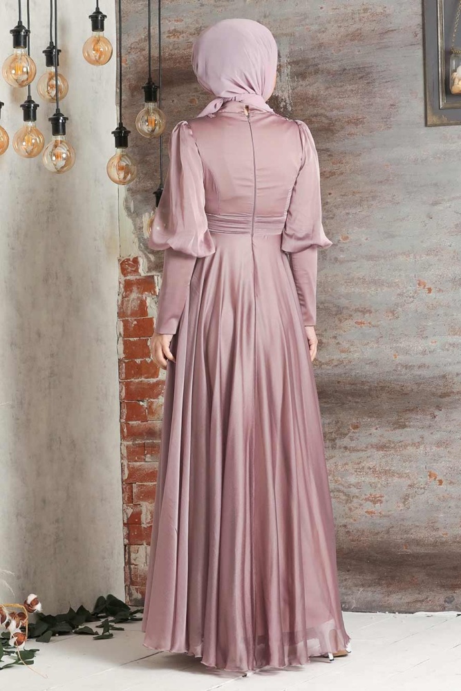 Neva Style - Modern Powder Pink Islamic Bridesmaid Dress 21930PD - 2