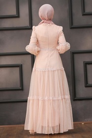 Neva Style - Modern Powder Pink Islamic Evening Gown 2335PD - Thumbnail