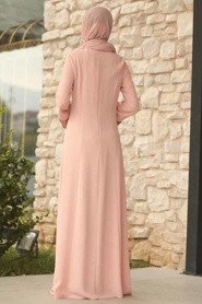 Neva Style - Long Powder Pink Modest Evening Gown 38960PD - Thumbnail