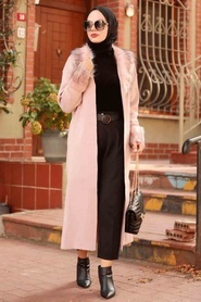 Powder Pink Hijab Knitwear Cardigan 4381PD - Thumbnail