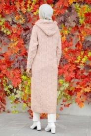 Powder Pink Hijab Knitwear Cardigan 70201PD - Thumbnail